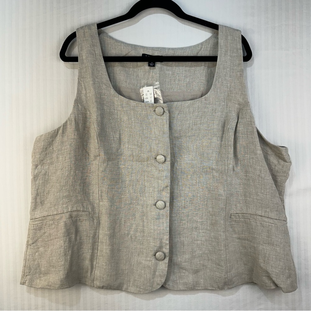 J. Crew Beige Linen Vest